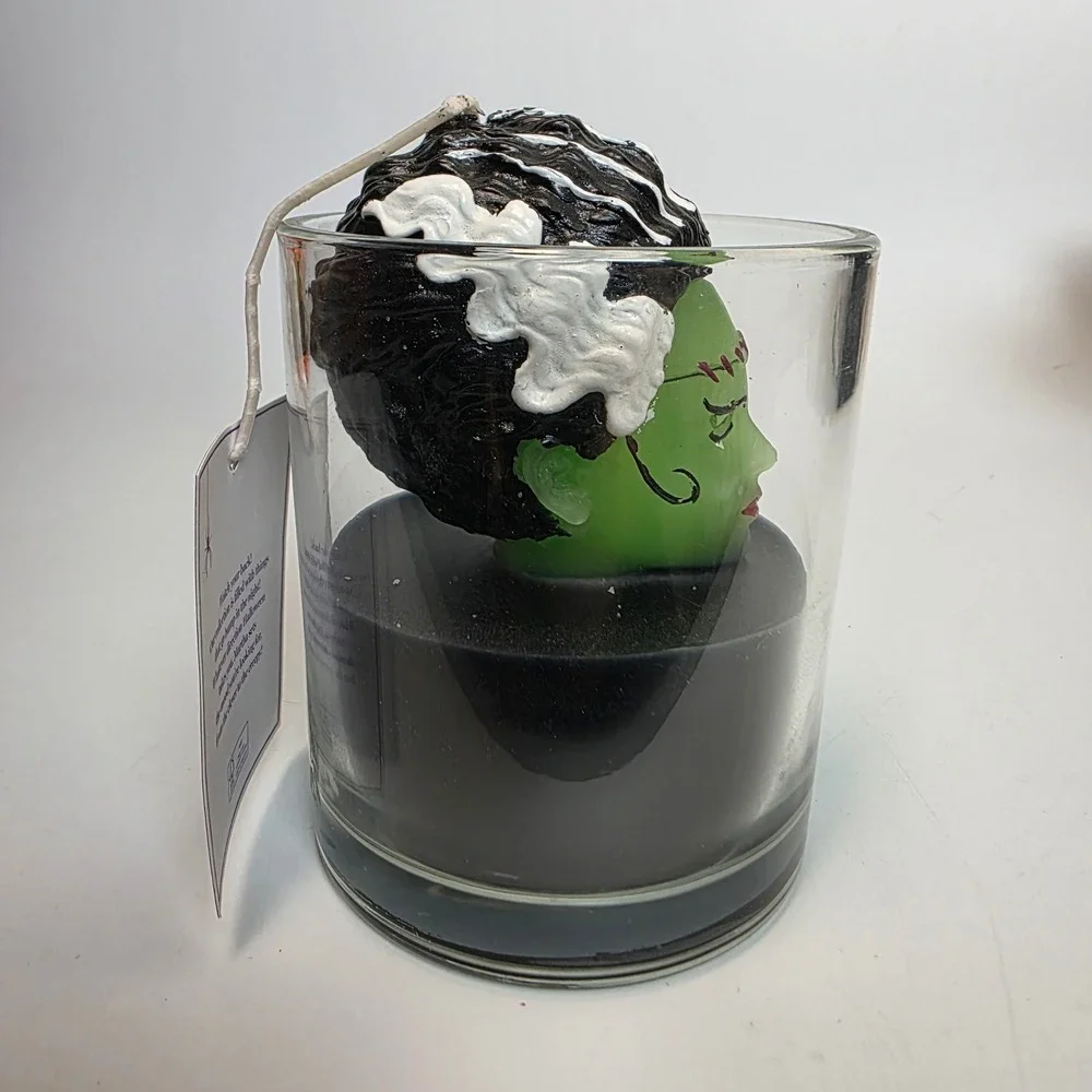Martha Stewart Halloween Bride of Frankenstein Soy Wax Candle 8.83oz Black Green